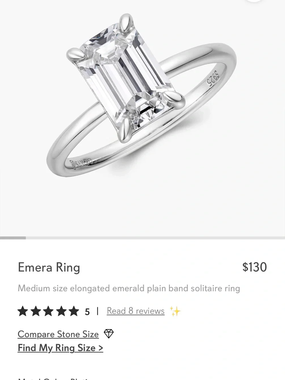 OBJKT Jewelry Radiant Emerald-Cut Solitaire Ring in Silver